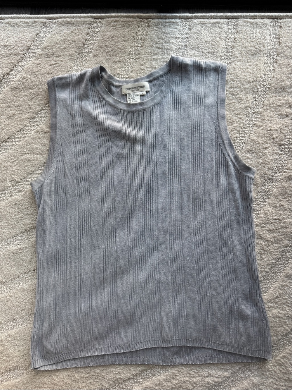 Vintage Light Gray Ribbed Sleeveless Top